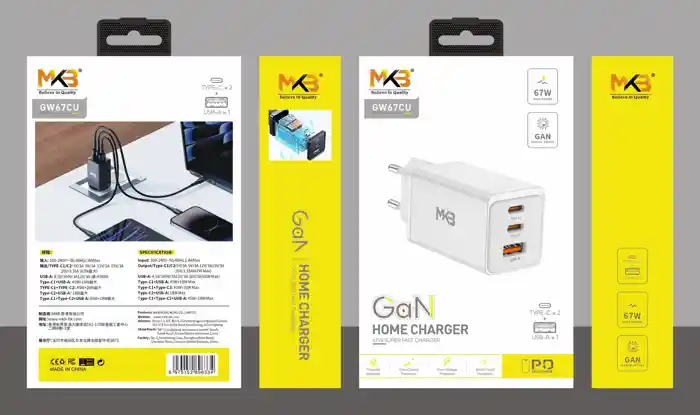 MKB GW67CU 67W GaN Quick Charger Adapter